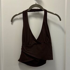 SHEIN Brown Halter Backless Tank Top